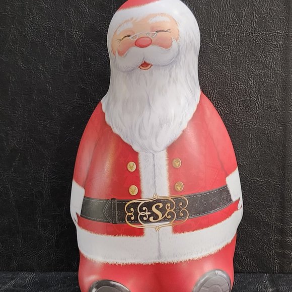 Christmas Old Time Metal Painted Santa Claus Candy Tin - Picture 1 of 7